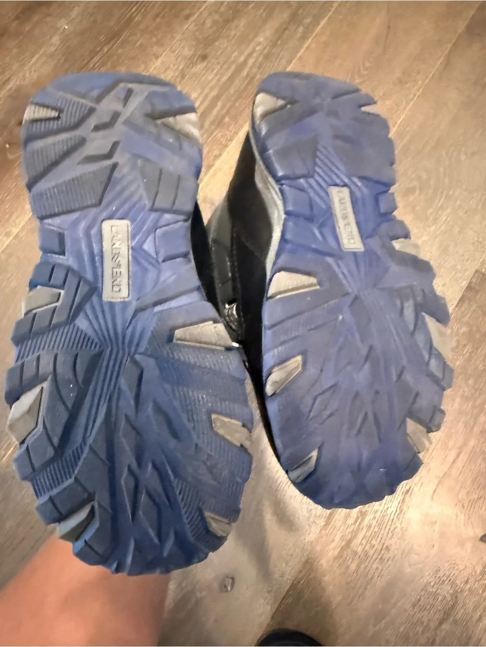 Lands' End Kids Grey & Blue Winter Boots with Camouflage Cuff